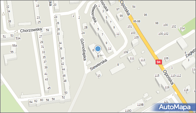 Wrocław, Górnośląska, 8, mapa Wrocławia