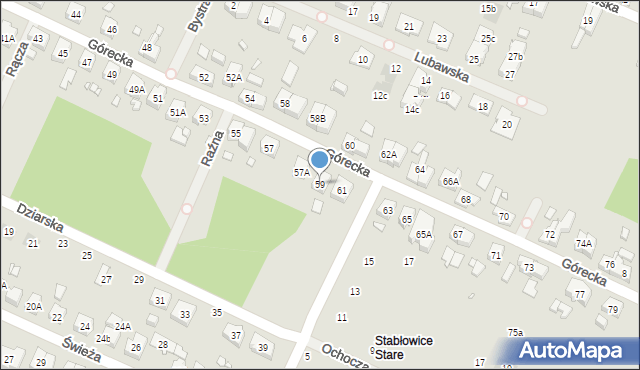 Wrocław, Górecka, 59, mapa Wrocławia