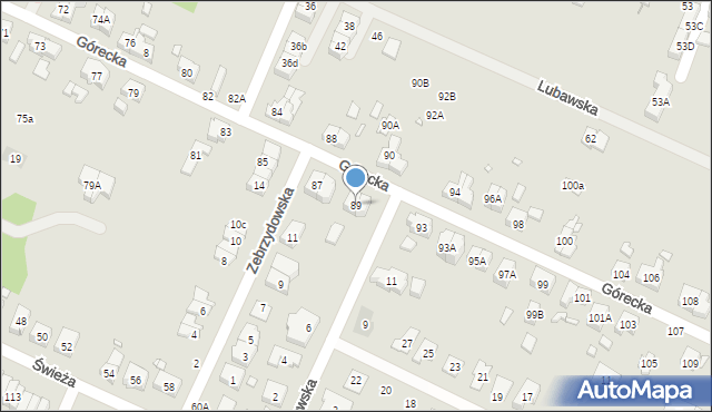 Wrocław, Górecka, 89, mapa Wrocławia