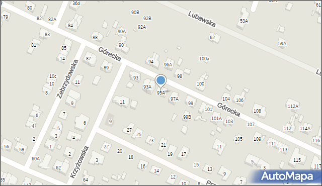 Wrocław, Górecka, 95A, mapa Wrocławia