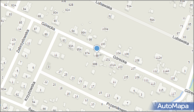 Wrocław, Górecka, 99, mapa Wrocławia