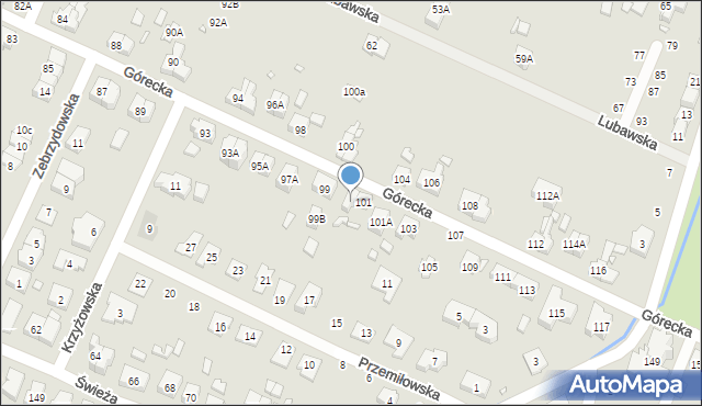 Wrocław, Górecka, 99A, mapa Wrocławia
