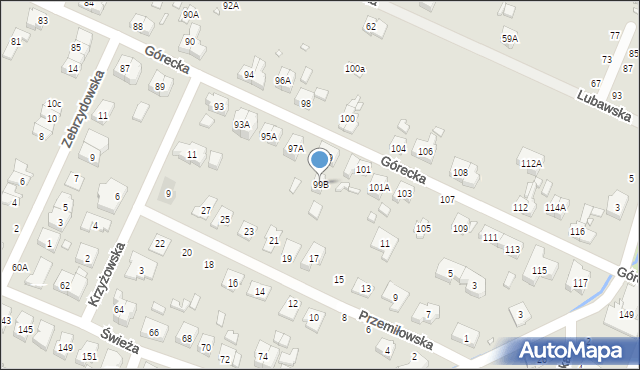 Wrocław, Górecka, 99B, mapa Wrocławia