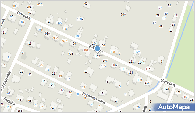 Wrocław, Górecka, 103, mapa Wrocławia