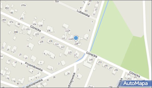 Wrocław, Górecka, 116, mapa Wrocławia