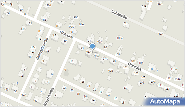 Wrocław, Górecka, 95, mapa Wrocławia