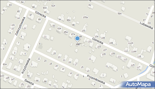 Wrocław, Górecka, 99B, mapa Wrocławia