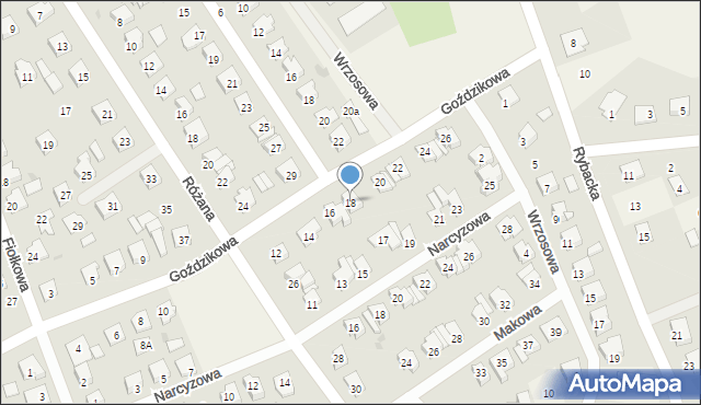 Występ, Goździkowa, 18, mapa Występ