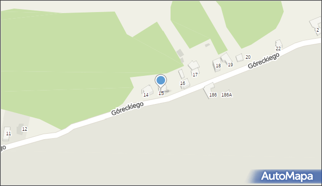 Ząb, Góreckiego Henryka Mikołaja, 15, mapa Ząb