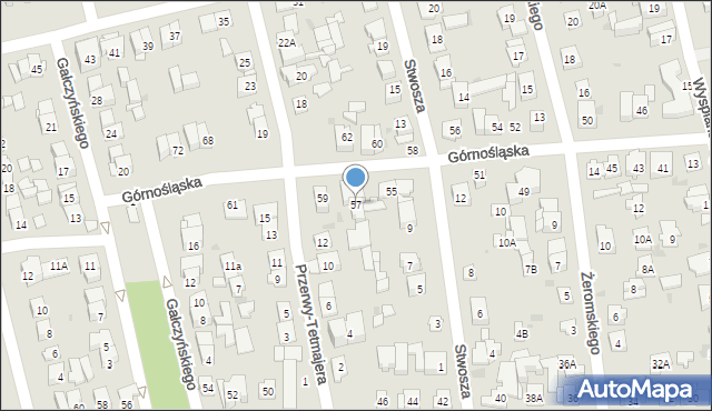 Ząbki, Górnośląska, 57, mapa Ząbki