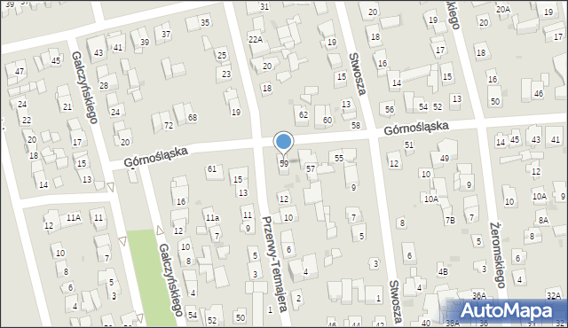 Ząbki, Górnośląska, 59, mapa Ząbki