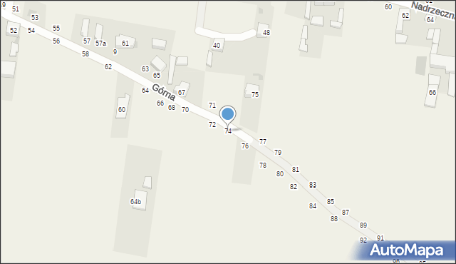 Zaborów Drugi, Górna, 74, mapa Zaborów Drugi