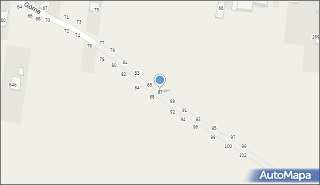 Zaborów Drugi, Górna, 87, mapa Zaborów Drugi