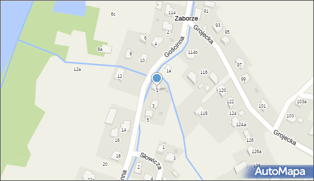 Zaborze, Gościnna, 1, mapa Zaborze