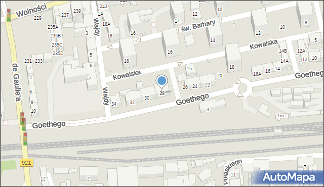 Zabrze, Goethego Johanna, 28, mapa Zabrza