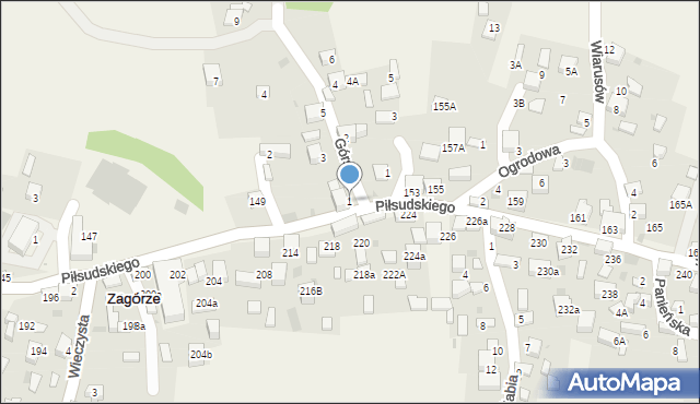 Zagórze, Górska, 1, mapa Zagórze