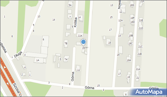 Zakręt, Górna, 13, mapa Zakręt