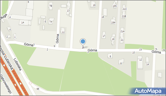 Zakręt, Górna, 15, mapa Zakręt