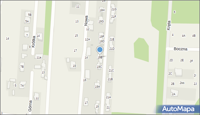 Zakręt, Górna, 19B, mapa Zakręt