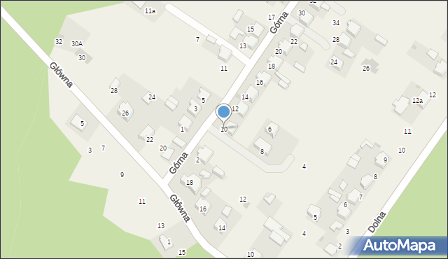 Zalesie Golczowskie, Górna, 10, mapa Zalesie Golczowskie