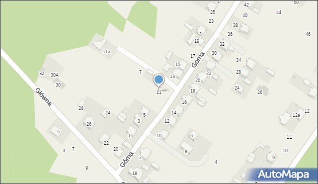 Zalesie Golczowskie, Górna, 11, mapa Zalesie Golczowskie