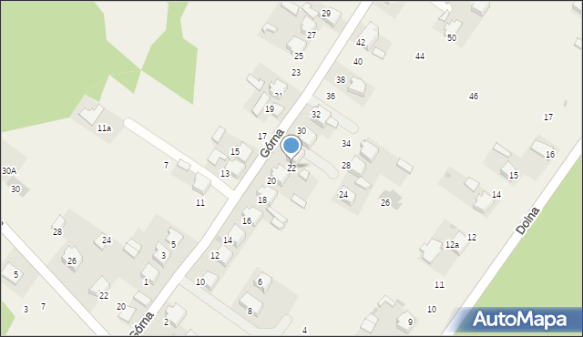 Zalesie Golczowskie, Górna, 22, mapa Zalesie Golczowskie