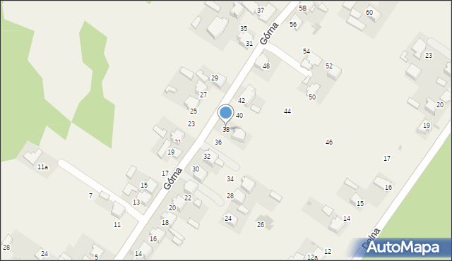 Zalesie Golczowskie, Górna, 38, mapa Zalesie Golczowskie