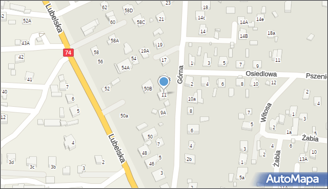 Zamość, Górna, 11, mapa Zamościa