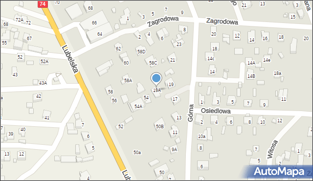 Zamość, Górna, 19A, mapa Zamościa