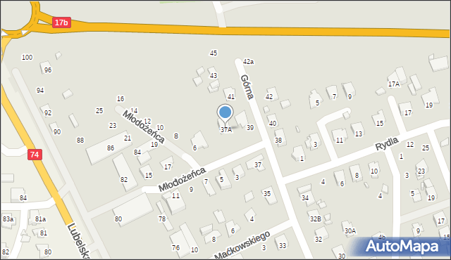 Zamość, Górna, 37A, mapa Zamościa