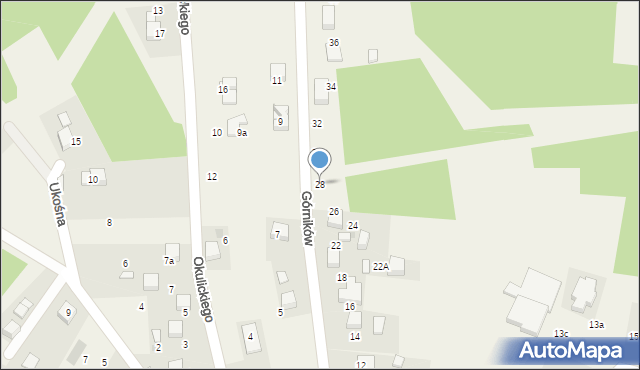 Żarki, Górników, 28, mapa Żarki
