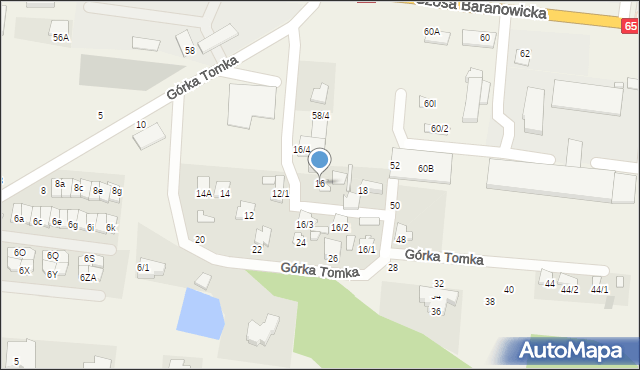 Zaścianki, Górka Tomka, 16, mapa Zaścianki