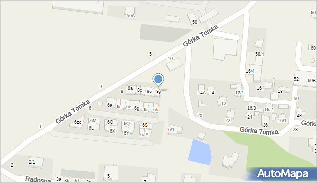 Zaścianki, Górka Tomka, 8g, mapa Zaścianki