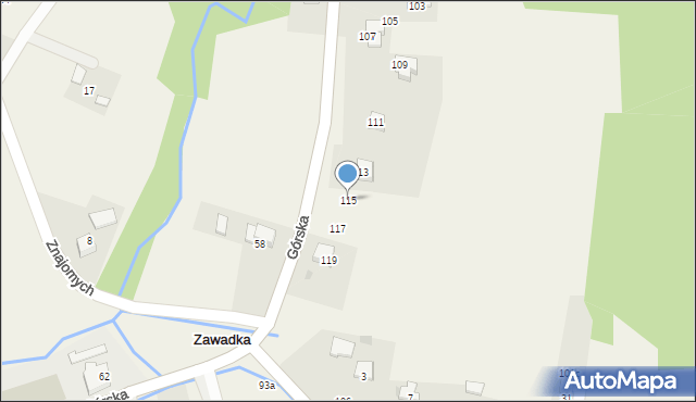 Zawadka, Górska, 115, mapa Zawadka