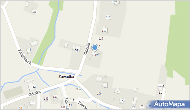 Zawadka, Górska, 119, mapa Zawadka