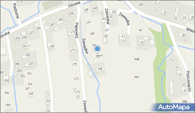 Zawadka, Górska, 153, mapa Zawadka