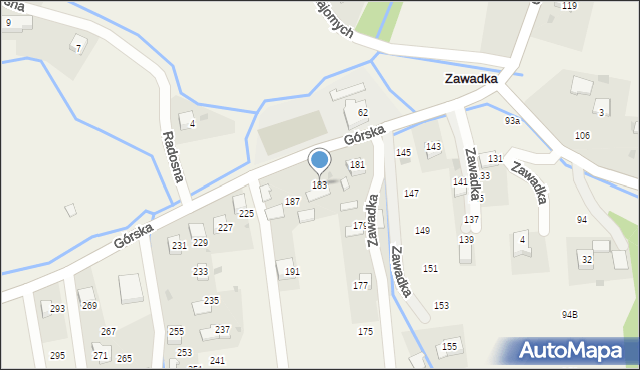 Zawadka, Górska, 183, mapa Zawadka