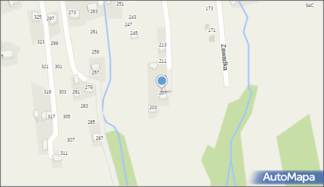 Zawadka, Górska, 207, mapa Zawadka