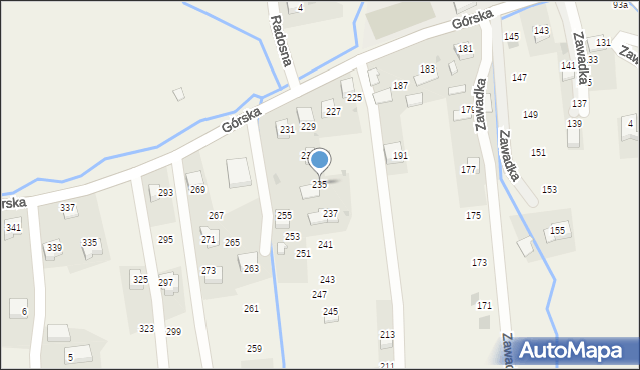 Zawadka, Górska, 235, mapa Zawadka