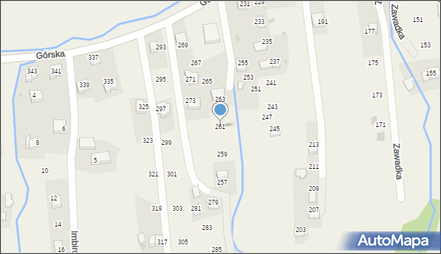 Zawadka, Górska, 261, mapa Zawadka