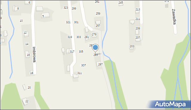 Zawadka, Górska, 285, mapa Zawadka