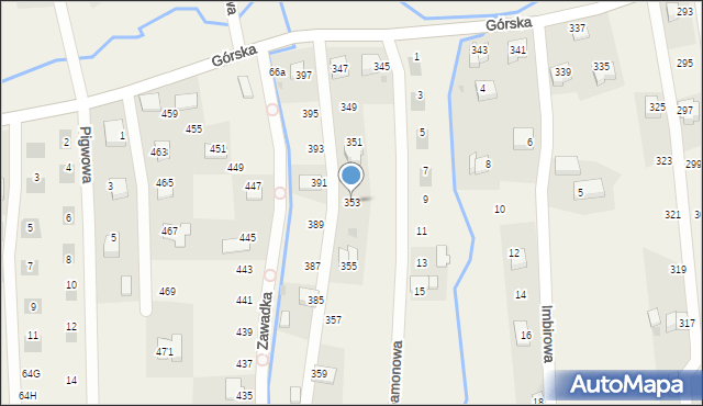 Zawadka, Górska, 353, mapa Zawadka