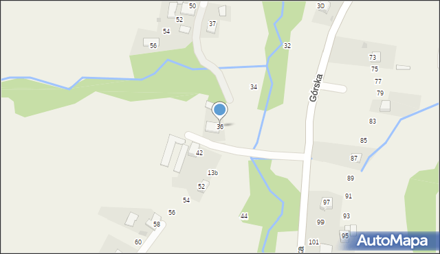 Zawadka, Górska, 36, mapa Zawadka