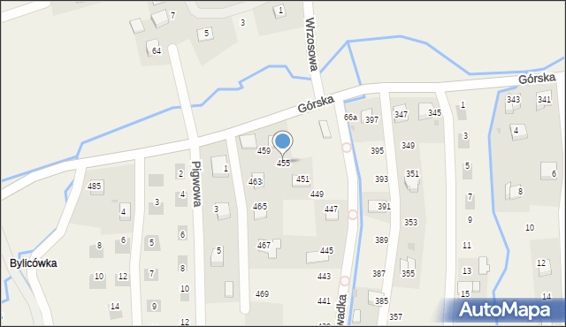 Zawadka, Górska, 455, mapa Zawadka