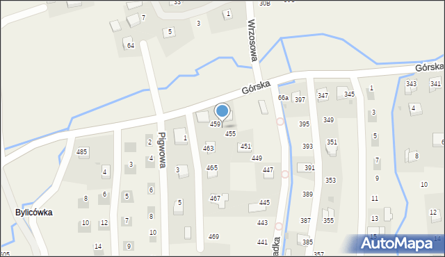 Zawadka, Górska, 457, mapa Zawadka