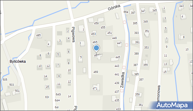 Zawadka, Górska, 467, mapa Zawadka