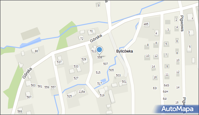 Zawadka, Górska, 509, mapa Zawadka