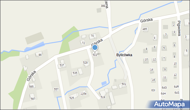 Zawadka, Górska, 511, mapa Zawadka