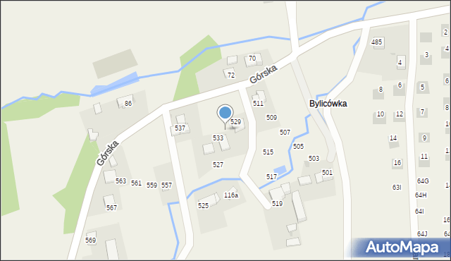 Zawadka, Górska, 531, mapa Zawadka
