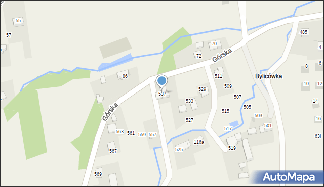 Zawadka, Górska, 537, mapa Zawadka